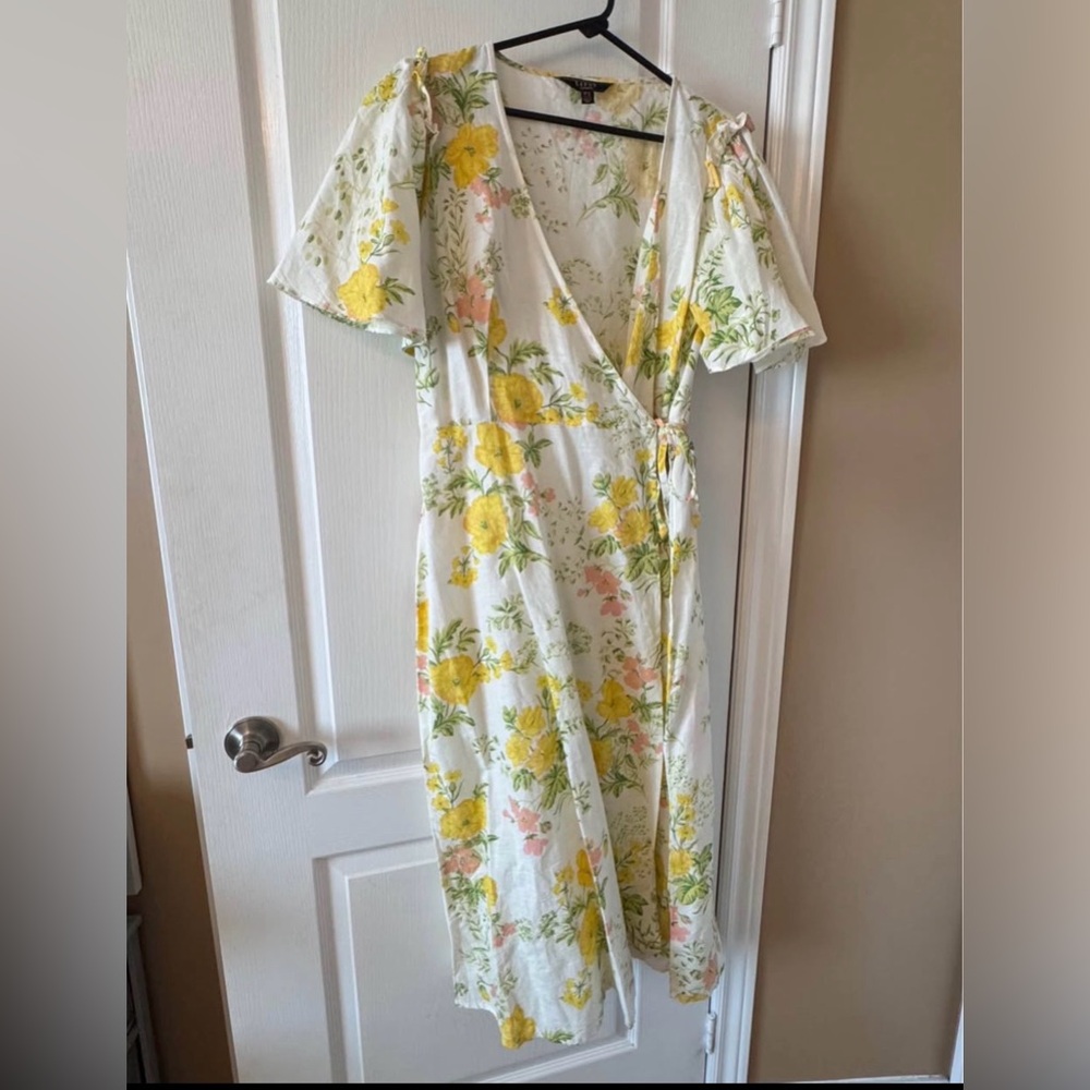 Lipsy Yellow and Green Floral Midi Dress